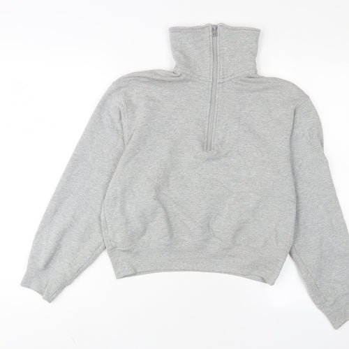 Uniqlo Womens Grey Cotton Pullover Sweatshirt Size M Zip