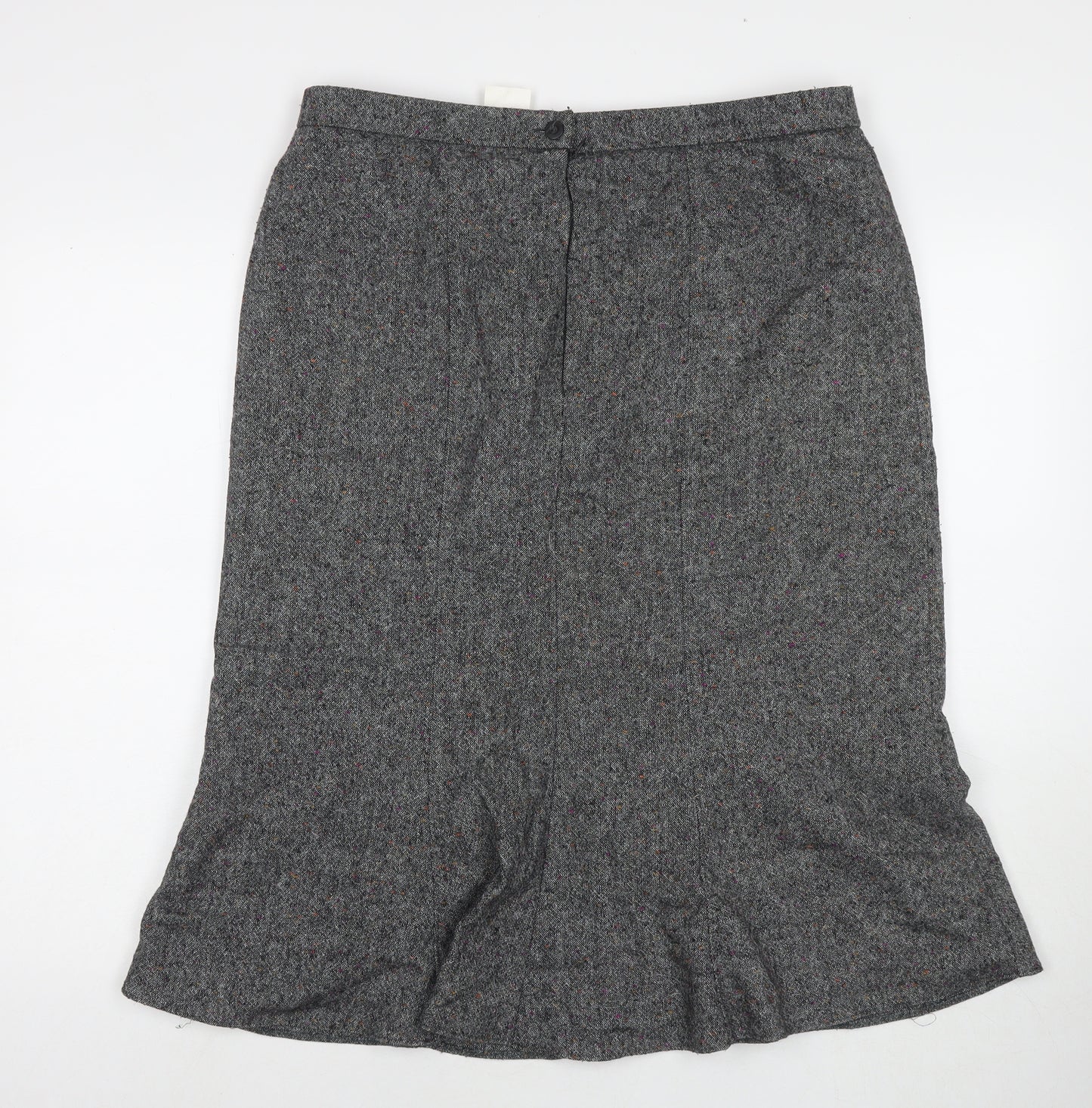 Finn Karelia Womens Grey Wool Trumpet Skirt Size 18 Zip