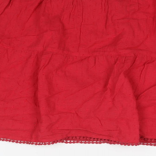 Marks and Spencer Womens Red Cotton A-Line Skirt Size 16 Drawstring