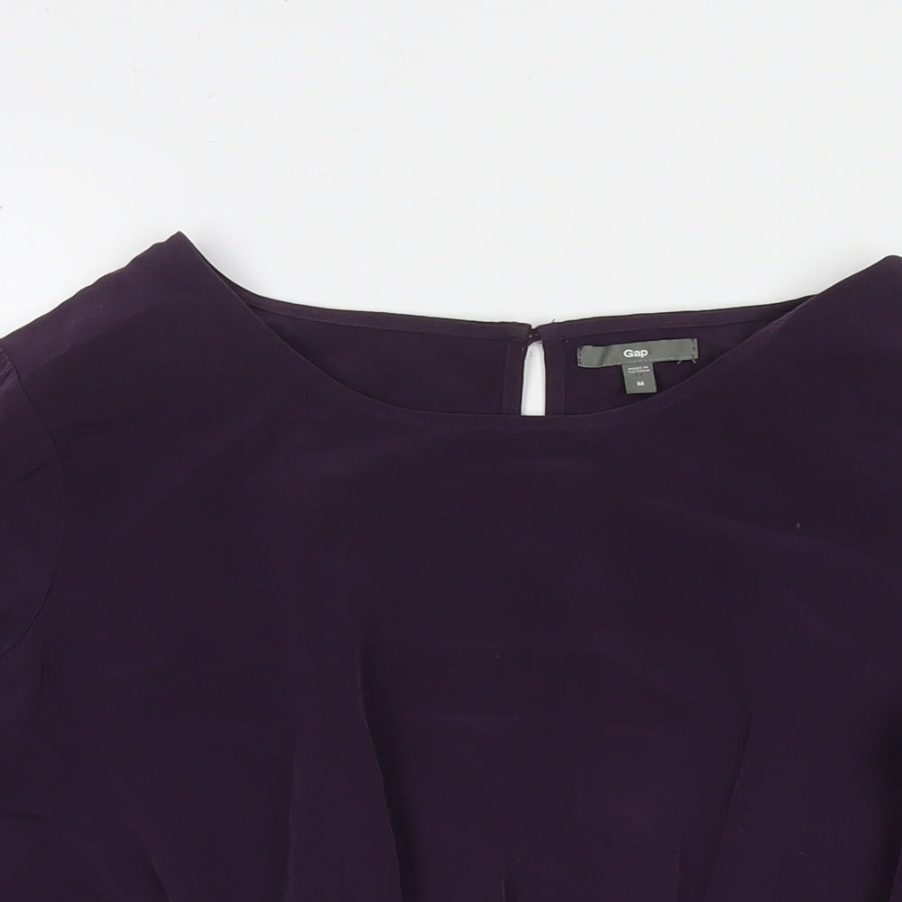 Gap Womens Purple Polyester Basic Blouse Size M Round Neck