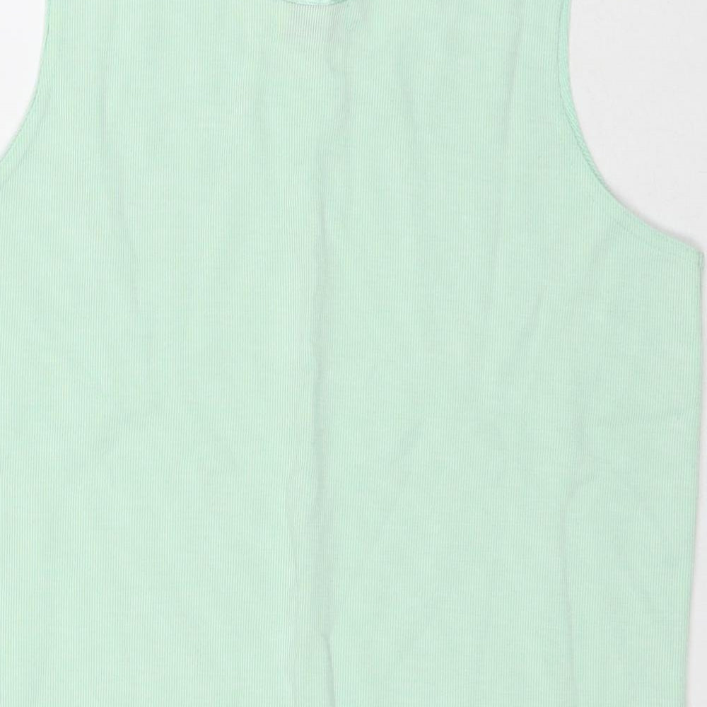 Bonmarché Womens Green Polyester Basic T-Shirt Size S Round Neck - Ribbed