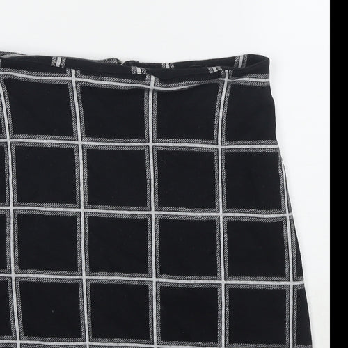 Miss Selfridge Womens Black Check Cotton Mini Skirt Size 8 Zip