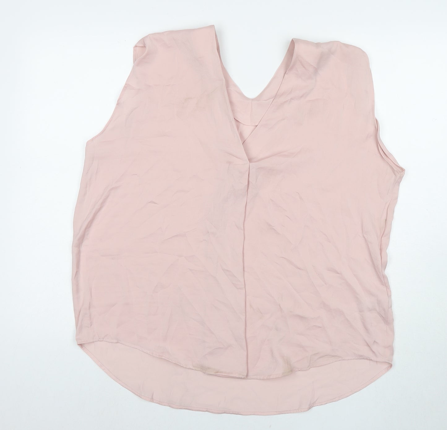 Marks and Spencer Womens Pink Polyester Basic Tank Size 18 V-Neck