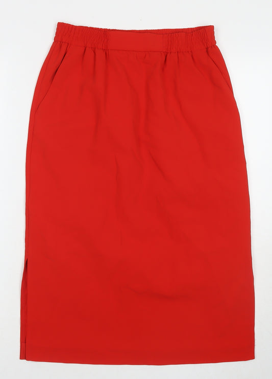 Marks and Spencer Womens Red Polyester Straight & Pencil Skirt Size 10