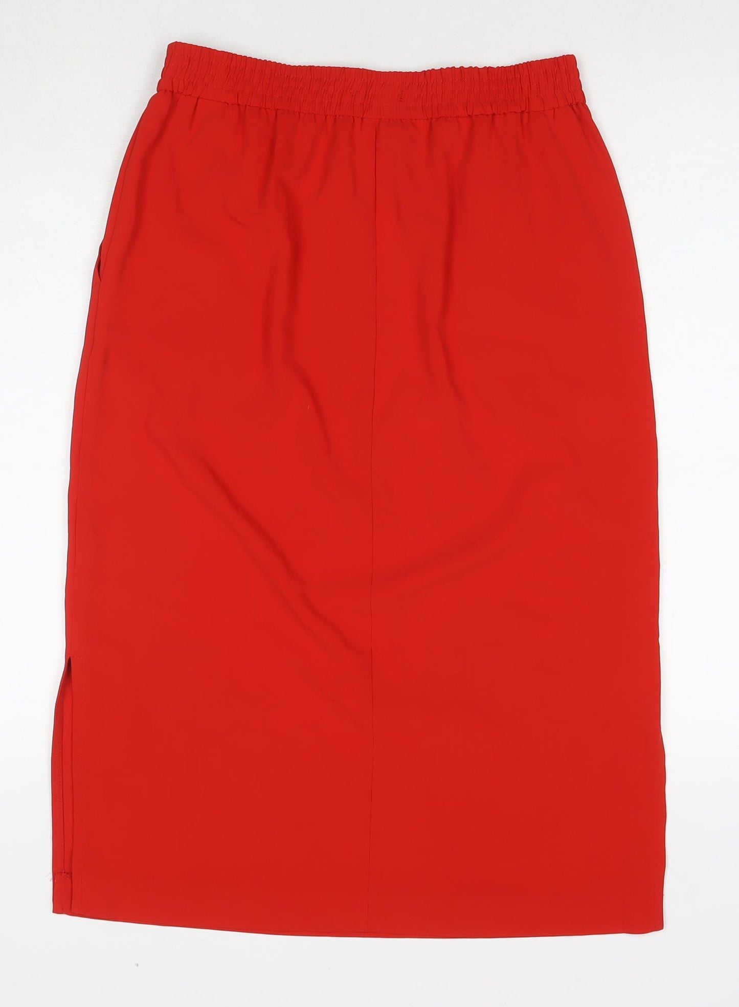 Marks and Spencer Womens Red Polyester Straight & Pencil Skirt Size 10