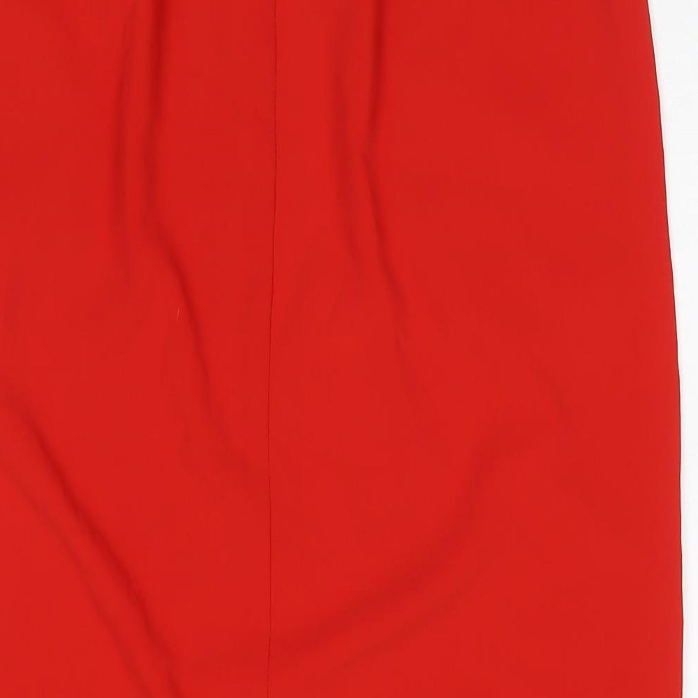 Marks and Spencer Womens Red Polyester Straight & Pencil Skirt Size 10