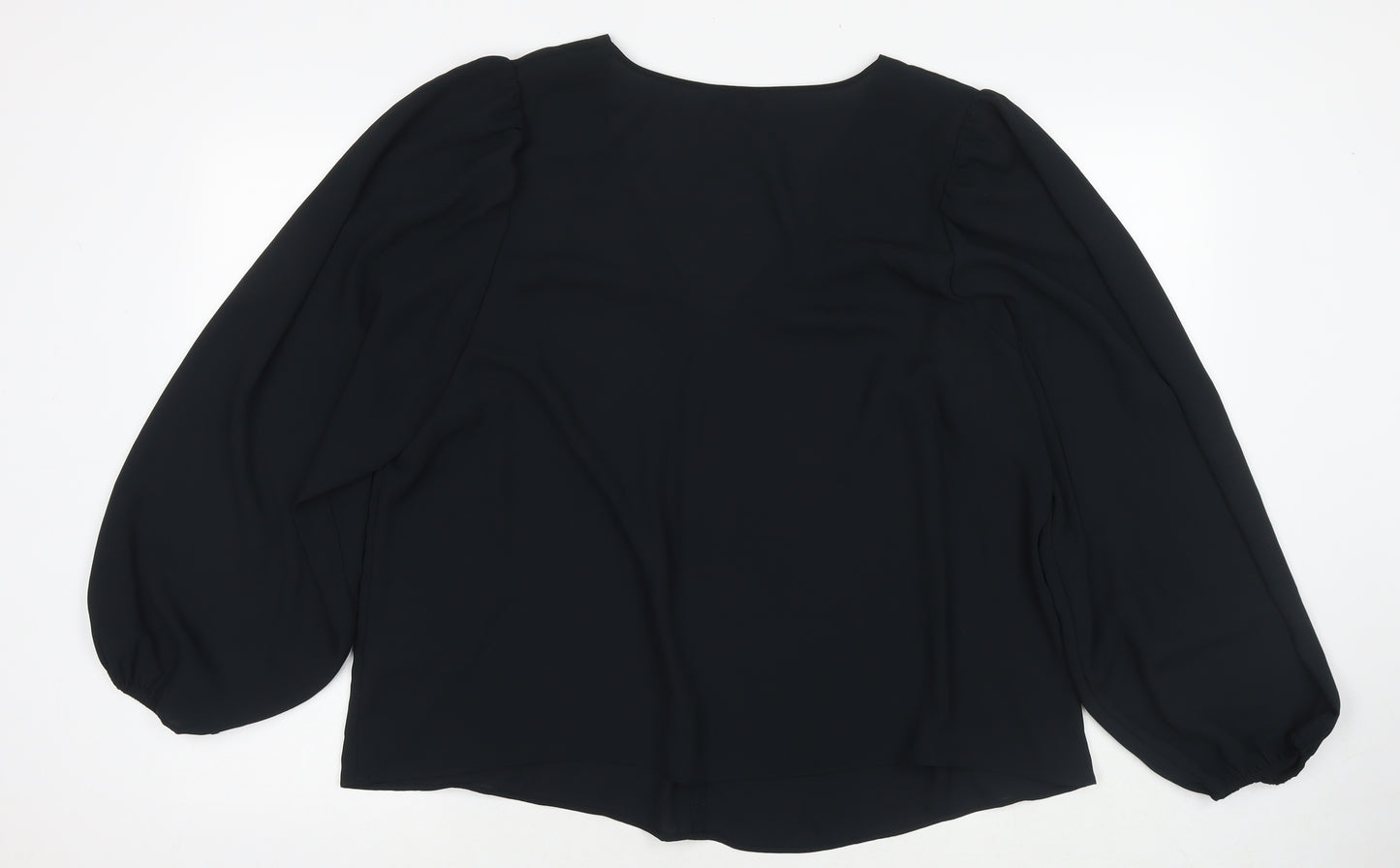 Marks and Spencer Womens Black Polyester Basic Blouse Size 22 V-Neck