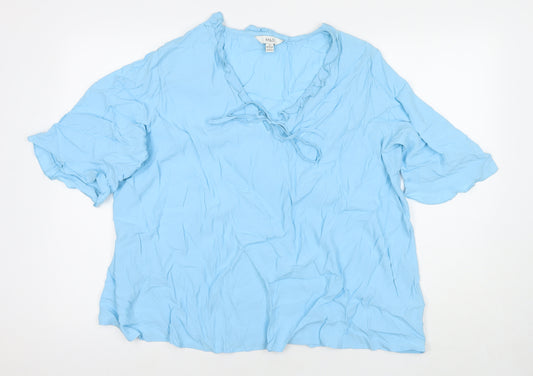 Marks and Spencer Womens Blue Viscose Basic Blouse Size 22 V-Neck