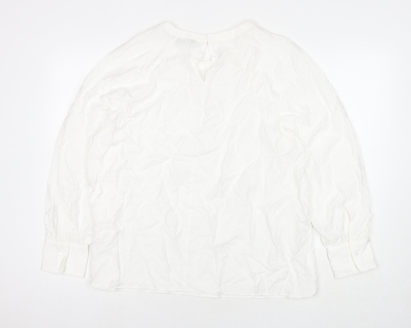 Marks and Spencer Womens White Viscose Basic Blouse Size 18 Round Neck