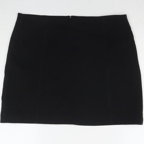 Marks and Spencer Womens Black Polyester Mini Skirt Size 16 Zip