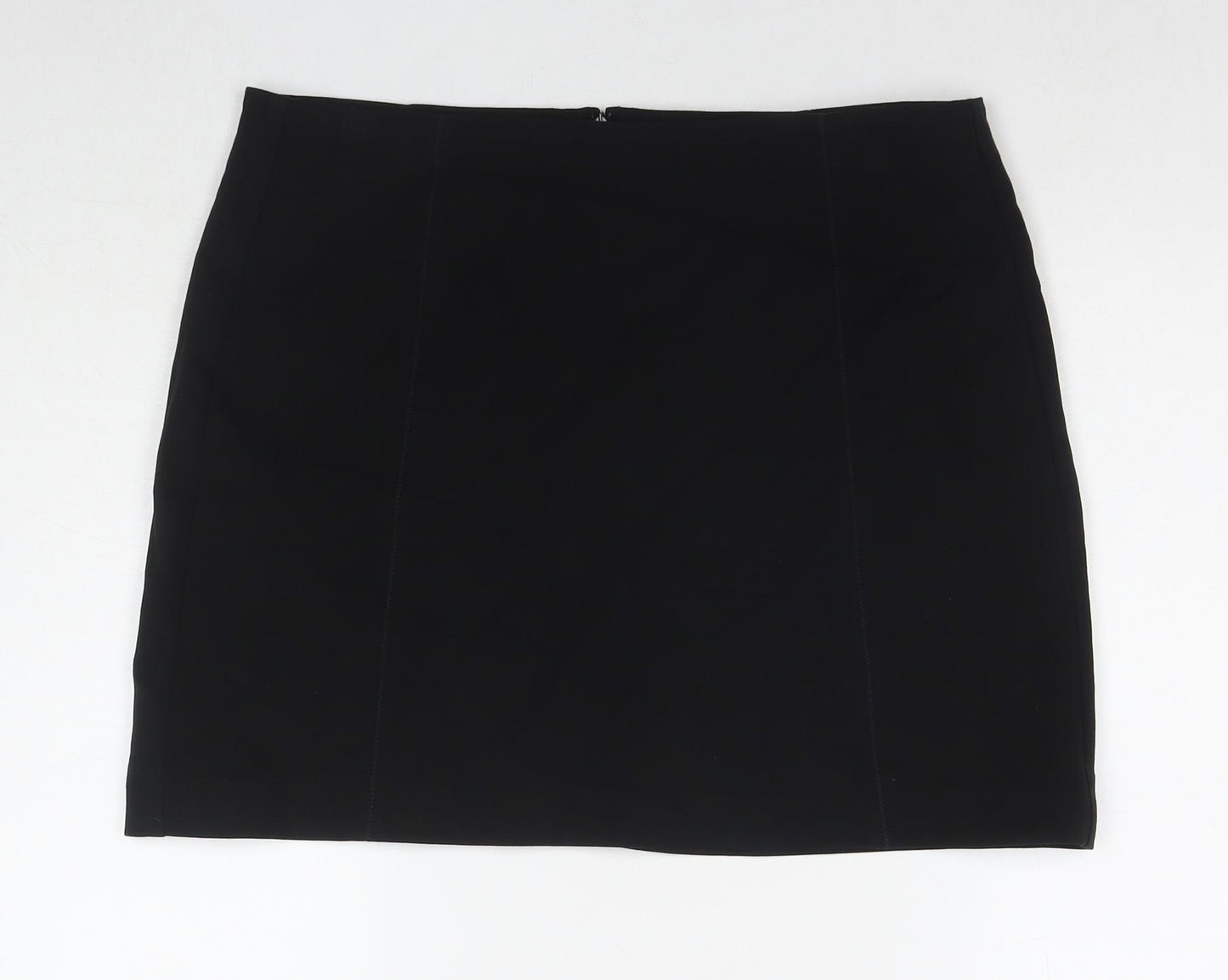 Marks and Spencer Womens Black Polyester Mini Skirt Size 16 Zip