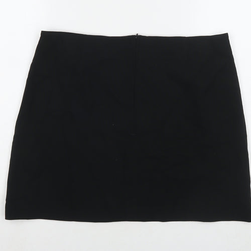 Marks and Spencer Womens Black Polyester Mini Skirt Size 16 Zip