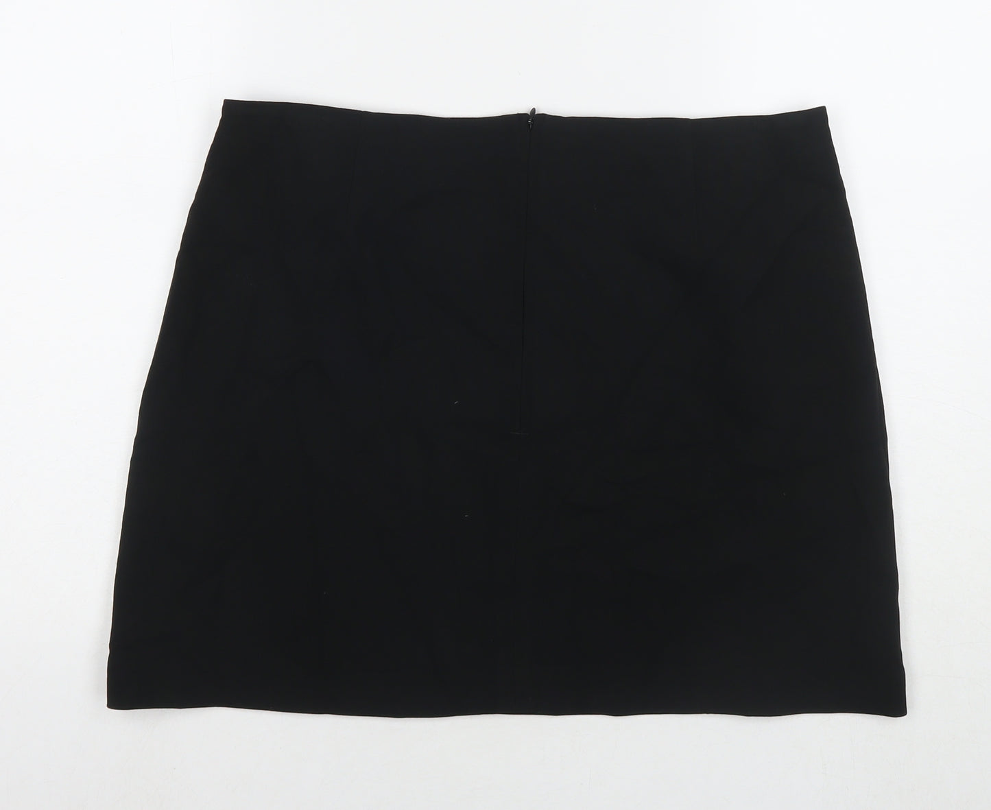 Marks and Spencer Womens Black Polyester Mini Skirt Size 16 Zip