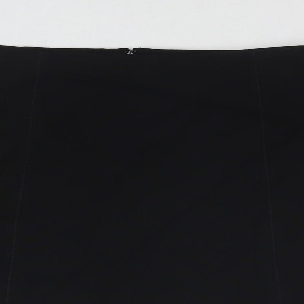 Marks and Spencer Womens Black Polyester Mini Skirt Size 16 Zip