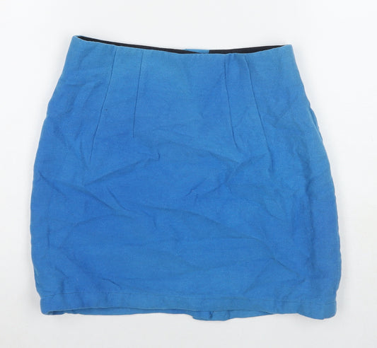 Laurel Womens Blue Wool Mini Skirt Size 8 Zip