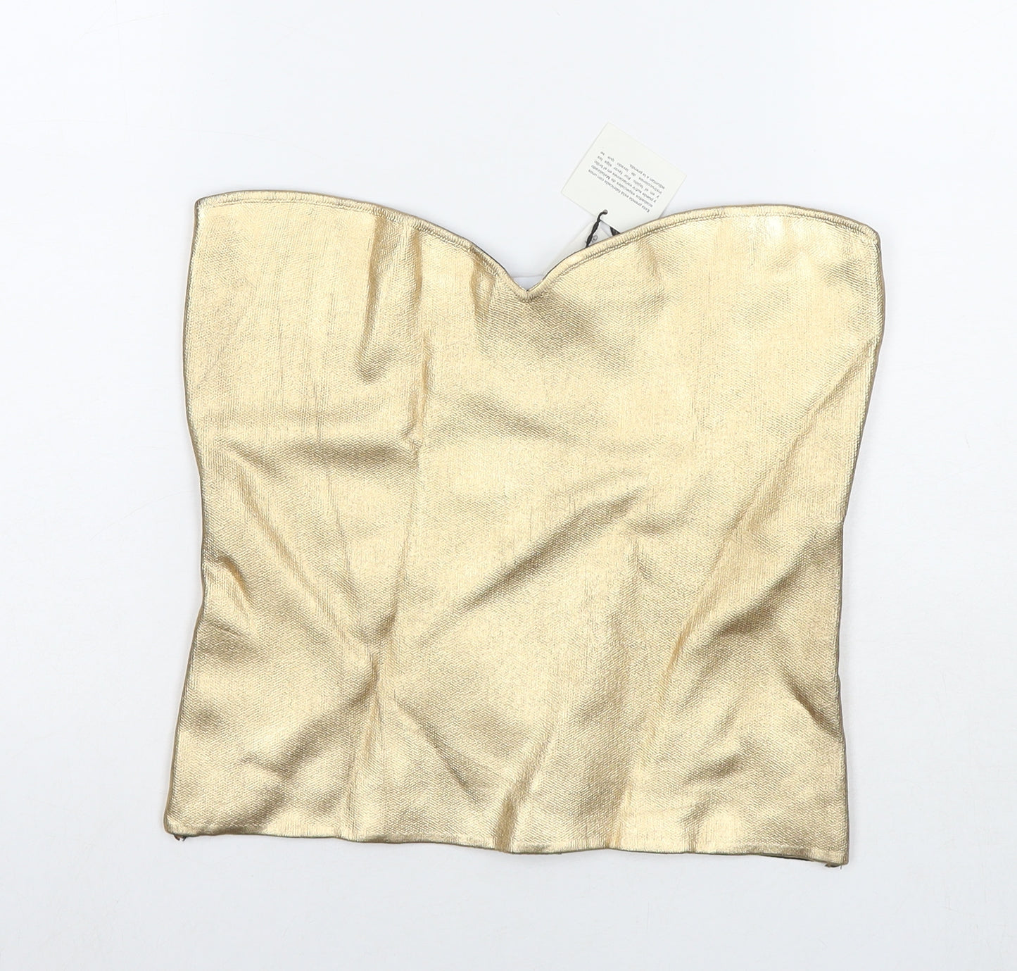 Zara Womens Gold Polyester Basic Blouse Size XL Sweetheart - Strapless