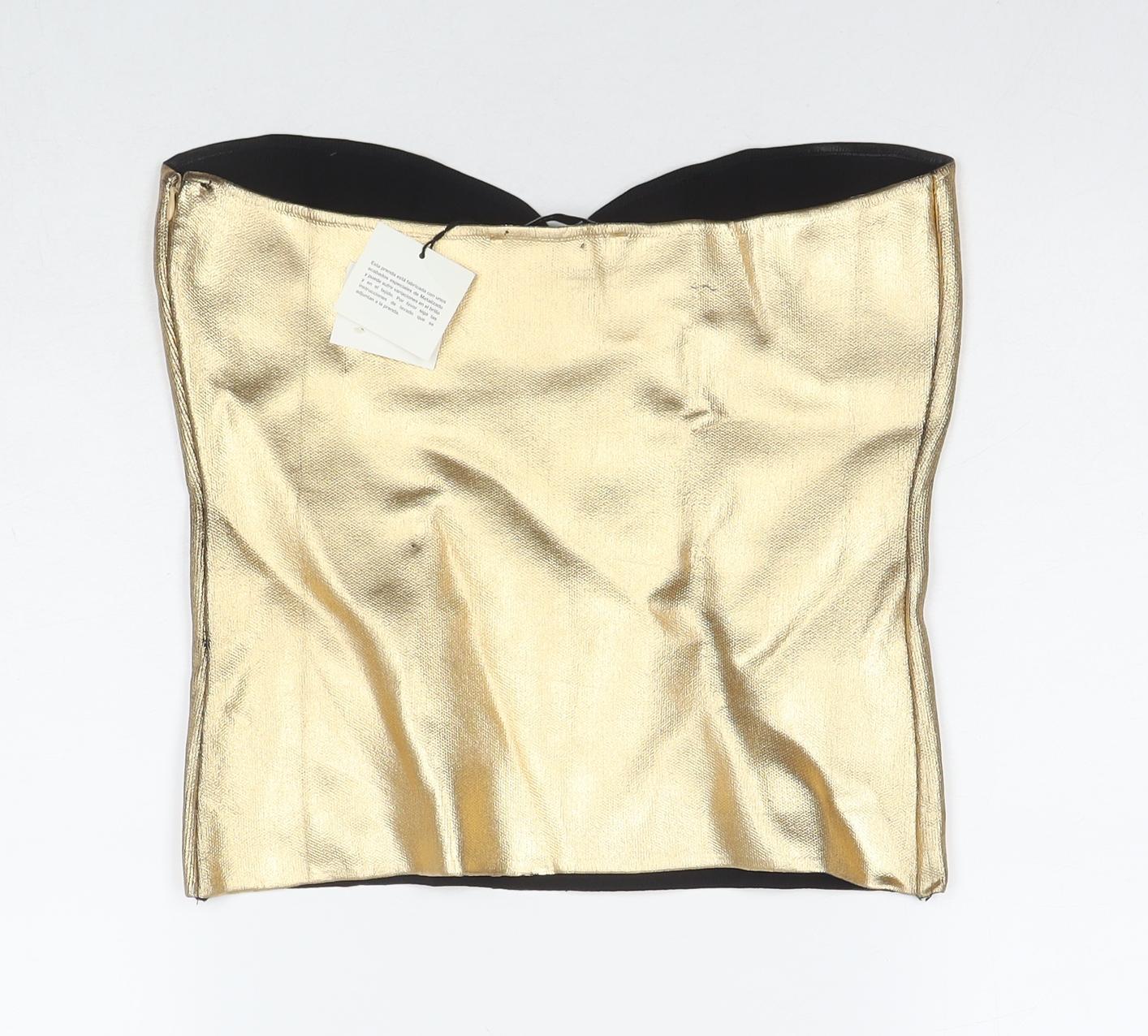 Zara Womens Gold Polyester Basic Blouse Size XL Sweetheart - Strapless