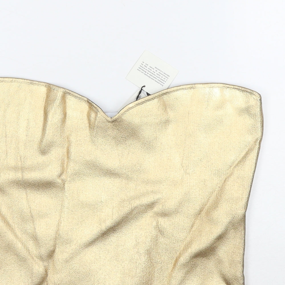 Zara Womens Gold Polyester Basic Blouse Size XL Sweetheart - Strapless