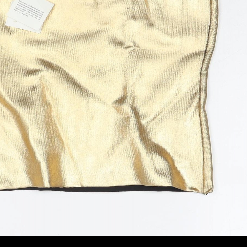 Zara Womens Gold Polyester Basic Blouse Size XL Sweetheart - Strapless