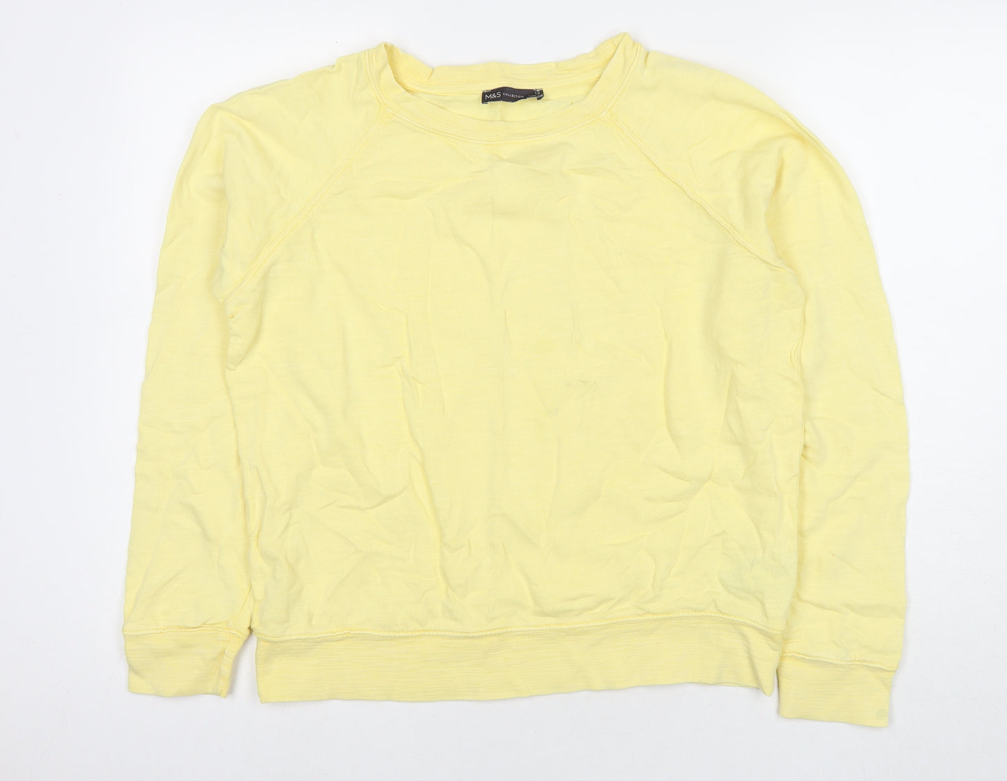 Marks and Spencer Womens Yellow Cotton Pullover Sweatshirt Size 12 Pullover