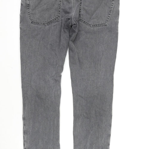 River Island Mens Grey Cotton Straight Jeans Size 30 in L30 in Slim Zip