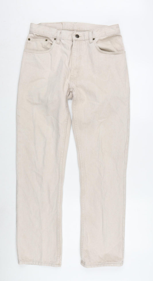 Nico Mens Beige Cotton Straight Jeans Size 32 in L32 in Regular Zip