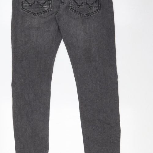 Duck and Cover Mens Grey Herringbone Cotton Skinny Jeans Size 30 in L33 in Slim Zip