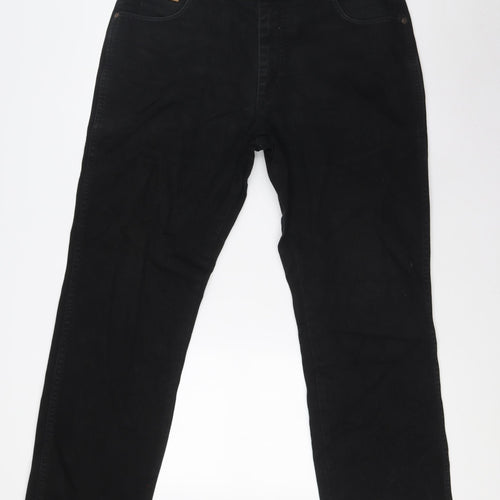 Wrangler Mens Black Cotton Straight Jeans Size 36 in L31 in Regular Button