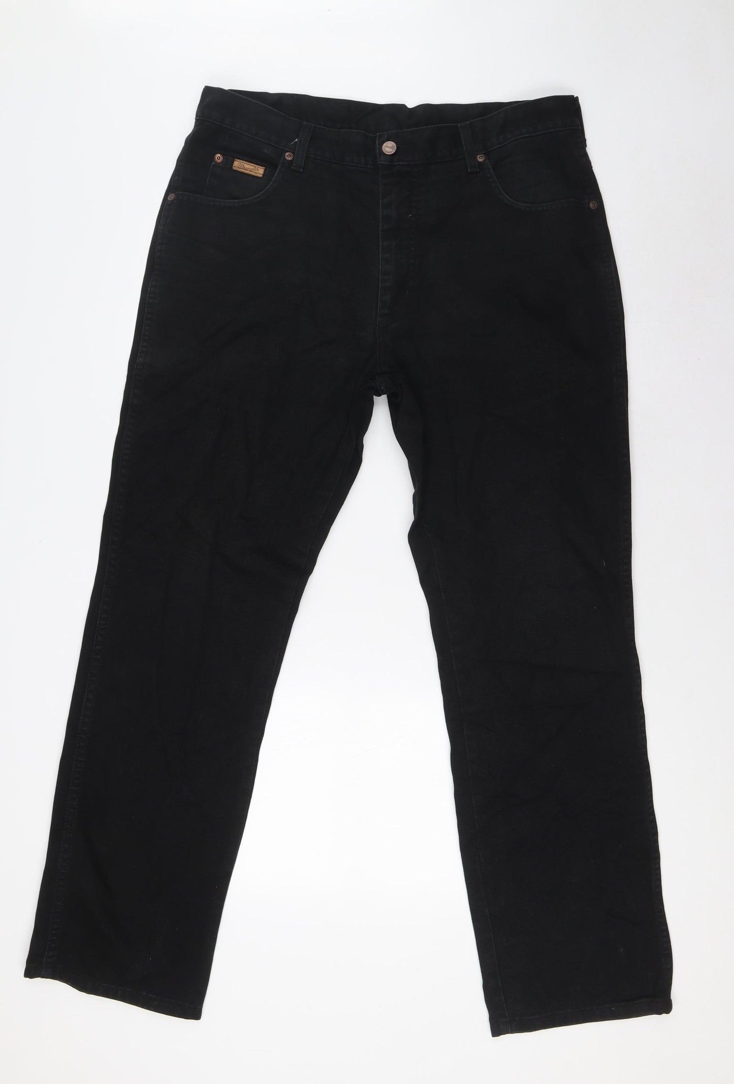 Wrangler Mens Black Cotton Straight Jeans Size 36 in L31 in Regular Button