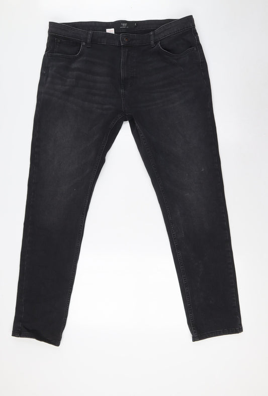 NEXT Mens Black Cotton Skinny Jeans Size 36 in L31 in Slim Button