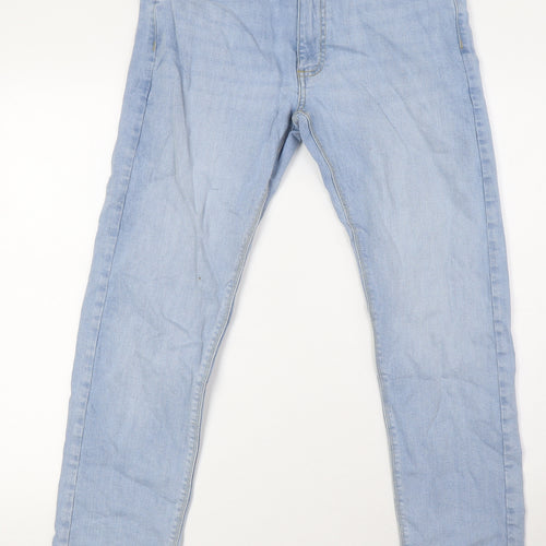 Marks and Spencer Mens Blue Cotton Straight Jeans Size 30 in L31 in Slim Button