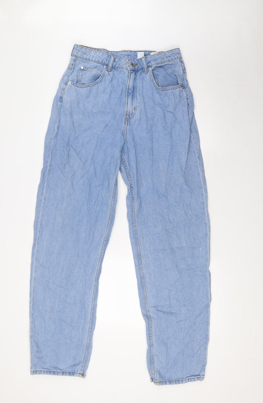 &Denim Womens Blue Cotton Mom Jeans Size 10 L32 in Regular Button