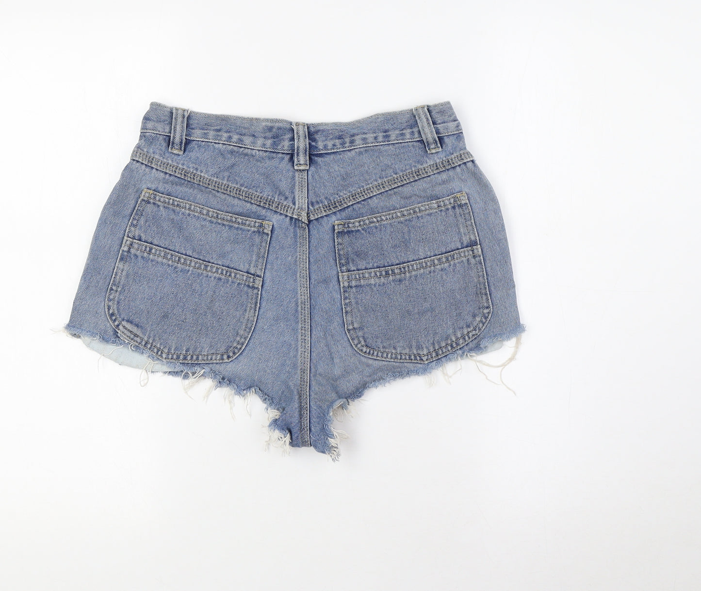 Carpenter Womens Blue 100% Cotton Hot Pants Shorts Size 6 Regular Button - Raw Hem