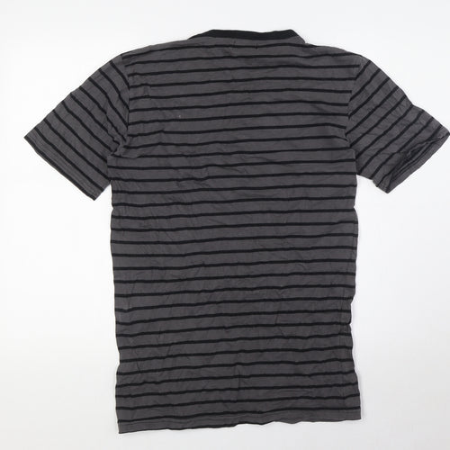 Insignia Mens Grey Striped Cotton T-Shirt Size L V-Neck