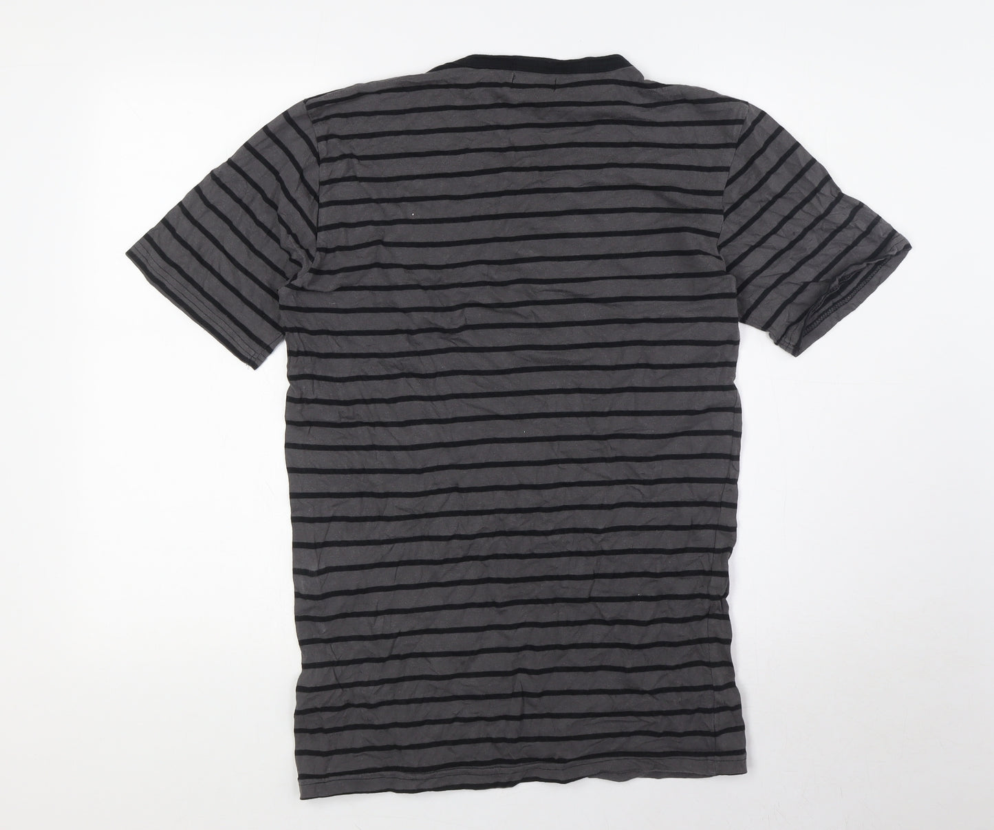 Insignia Mens Grey Striped Cotton T-Shirt Size L V-Neck