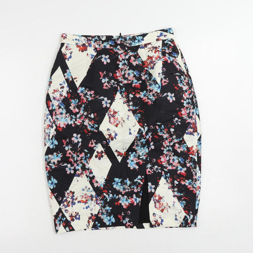 L.K. Bennett Womens Multicoloured Floral Cotton Straight & Pencil Skirt Size 10 Zip