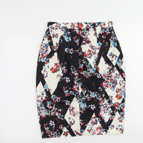 L.K. Bennett Womens Multicoloured Floral Cotton Straight & Pencil Skirt Size 10 Zip