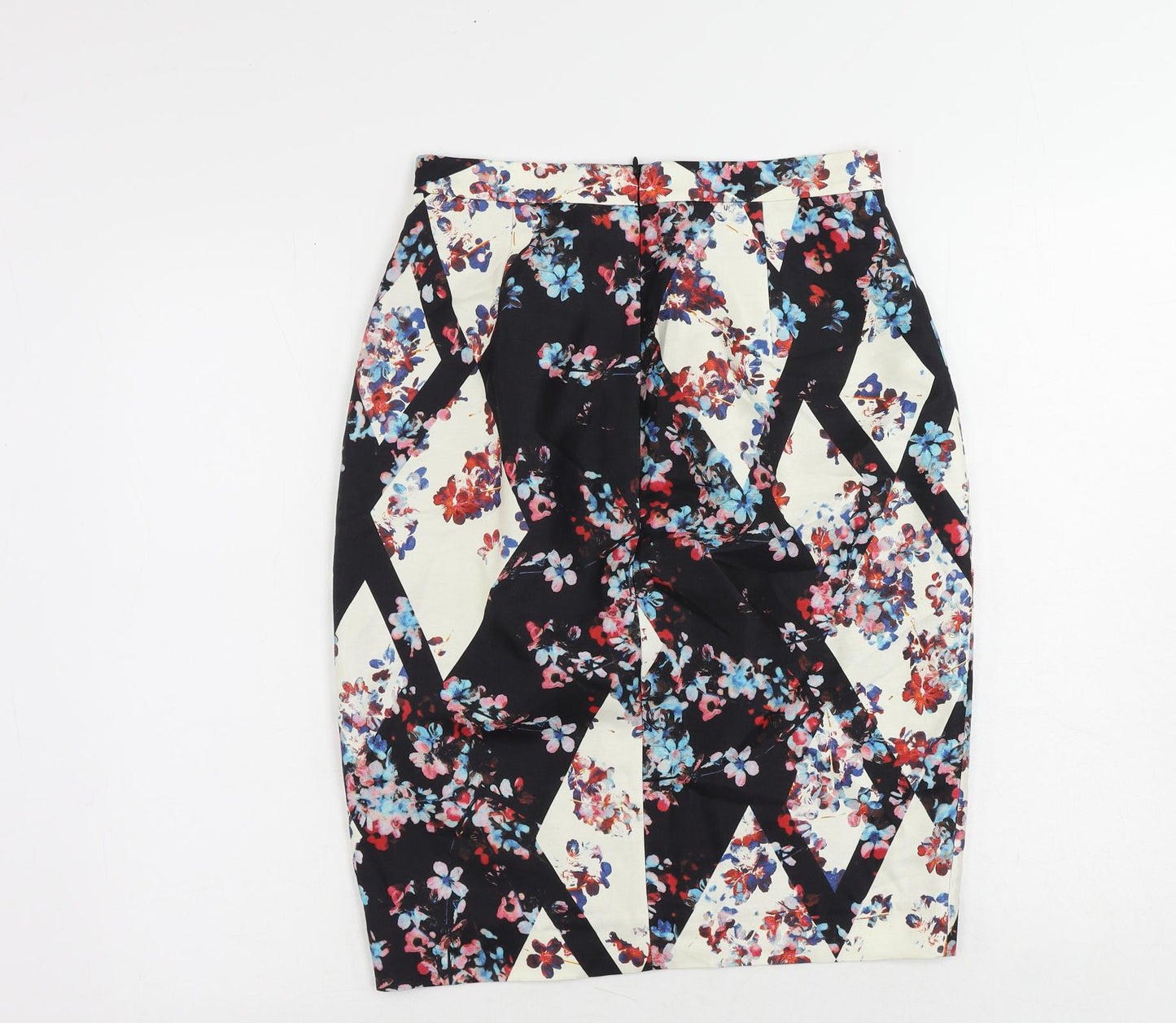 L.K. Bennett Womens Multicoloured Floral Cotton Straight & Pencil Skirt Size 10 Zip