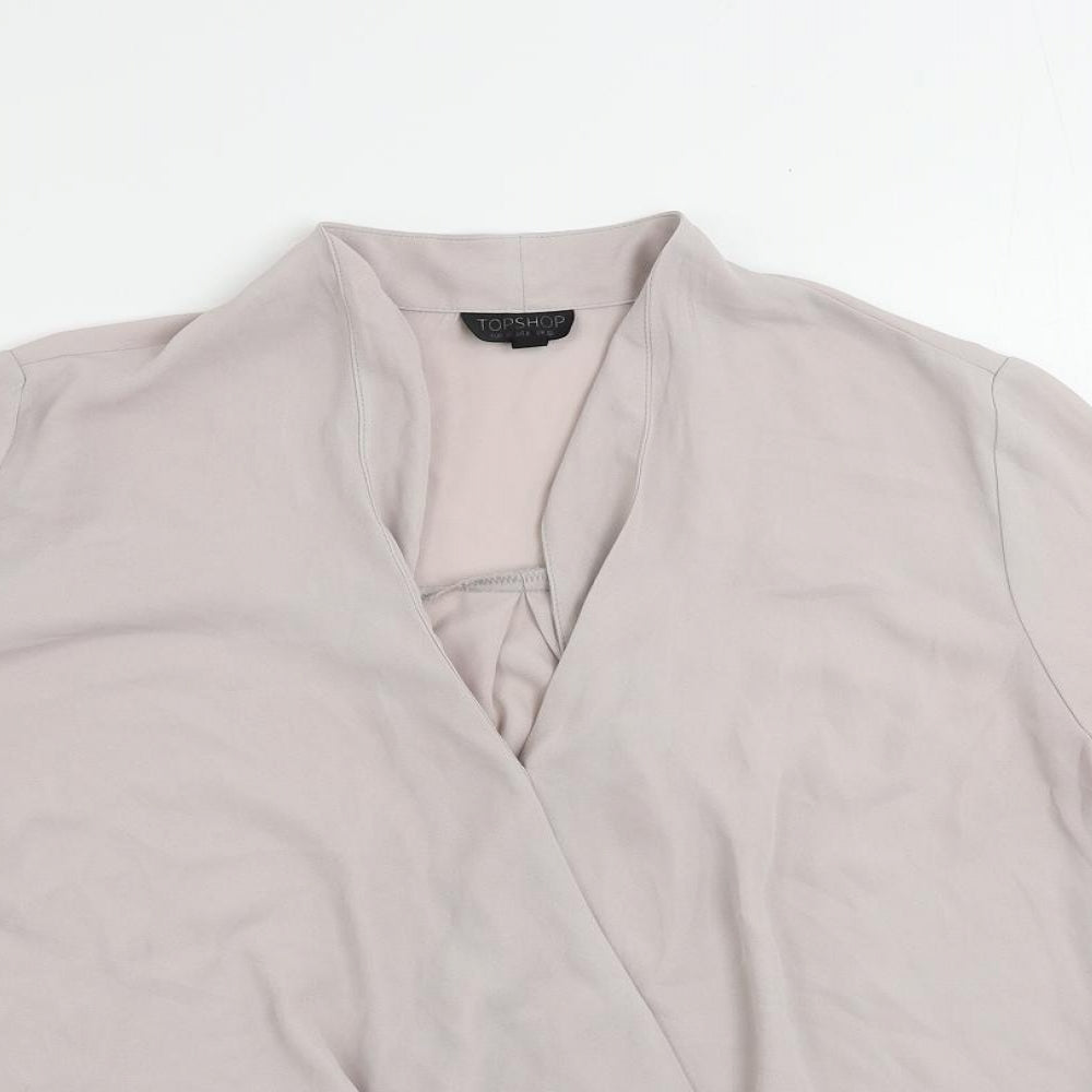 Topshop Womens Pink Polyester Basic Blouse Size 10 V-Neck