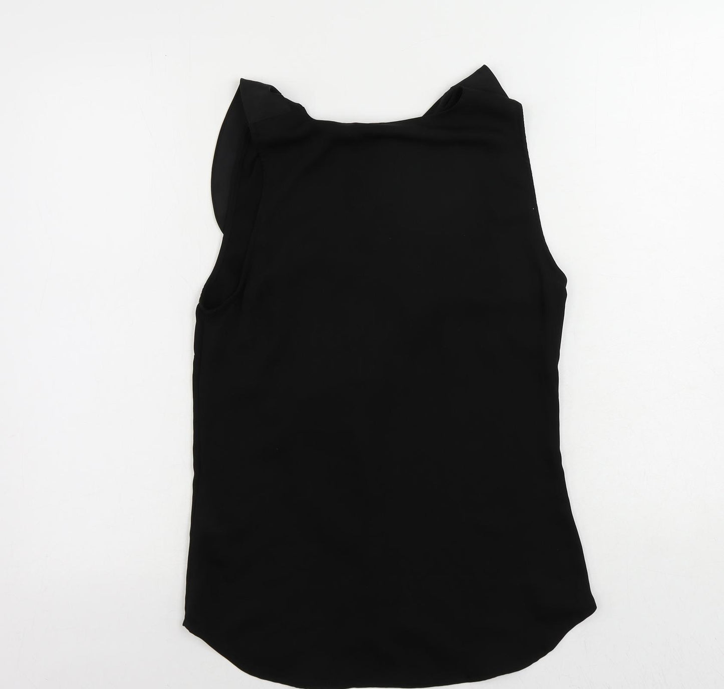 H&M Womens Black Polyester Basic Blouse Size 8 V-Neck - Ruffle