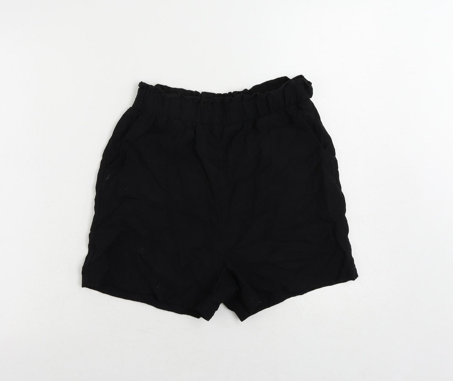 New Look Womens Black Viscose Basic Shorts Size 8 L4 in Regular - Elastic Waist