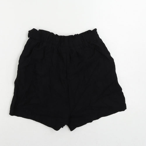 New Look Womens Black Viscose Basic Shorts Size 8 L4 in Regular - Elastic Waist