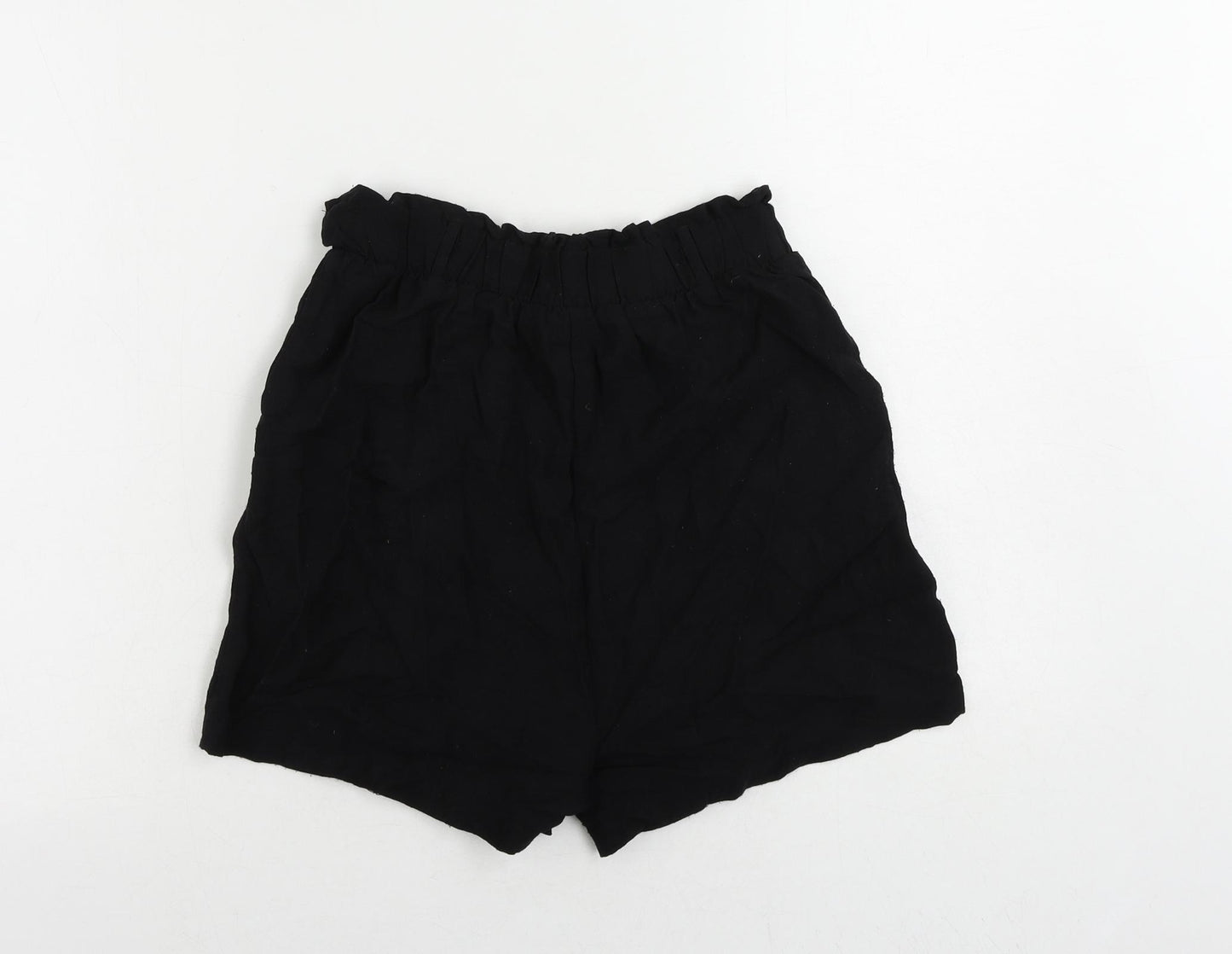 New Look Womens Black Viscose Basic Shorts Size 8 L4 in Regular - Elastic Waist