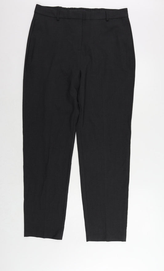 Marks and Spencer Womens Grey Polyester Dress Pants Trousers Size 14 L30 in Regular Zip