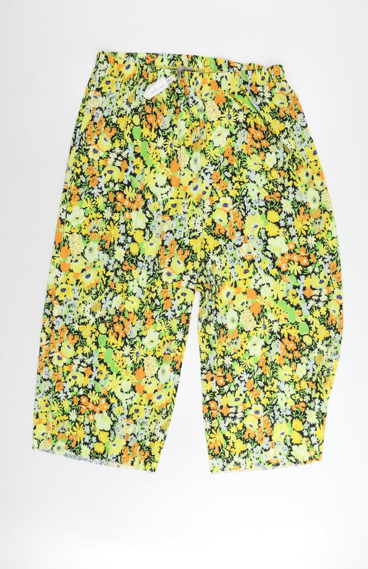 ASOS Womens Multicoloured Floral Polyester Cropped Trousers Size 18 L24 in Regular - Plisse