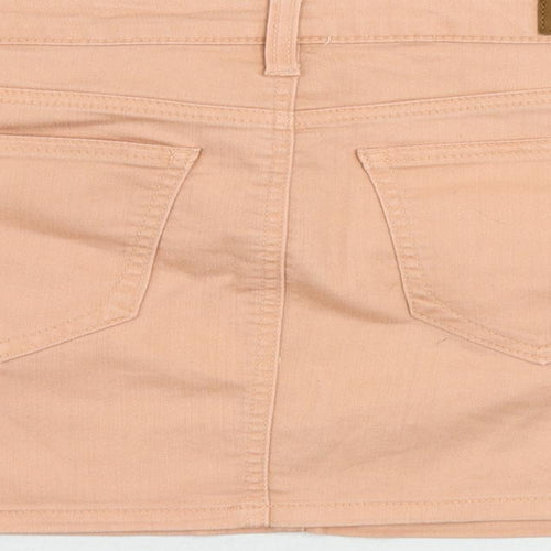 VERO MODA Womens Pink Cotton Mini Skirt Size 10 Button