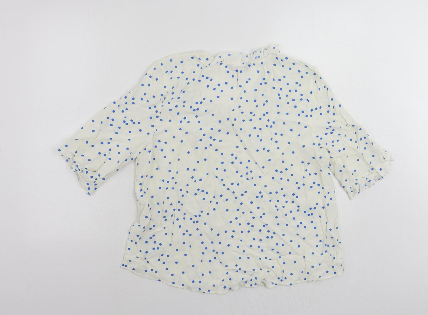 Marks and Spencer Womens White Polka Dot Viscose Basic Blouse Size 22 V-Neck