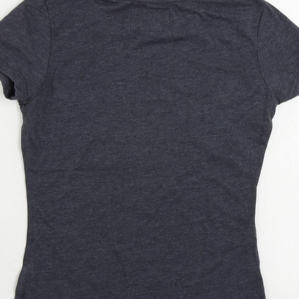 Superdry Womens Blue Cotton Basic T-Shirt Size S Round Neck - Logo