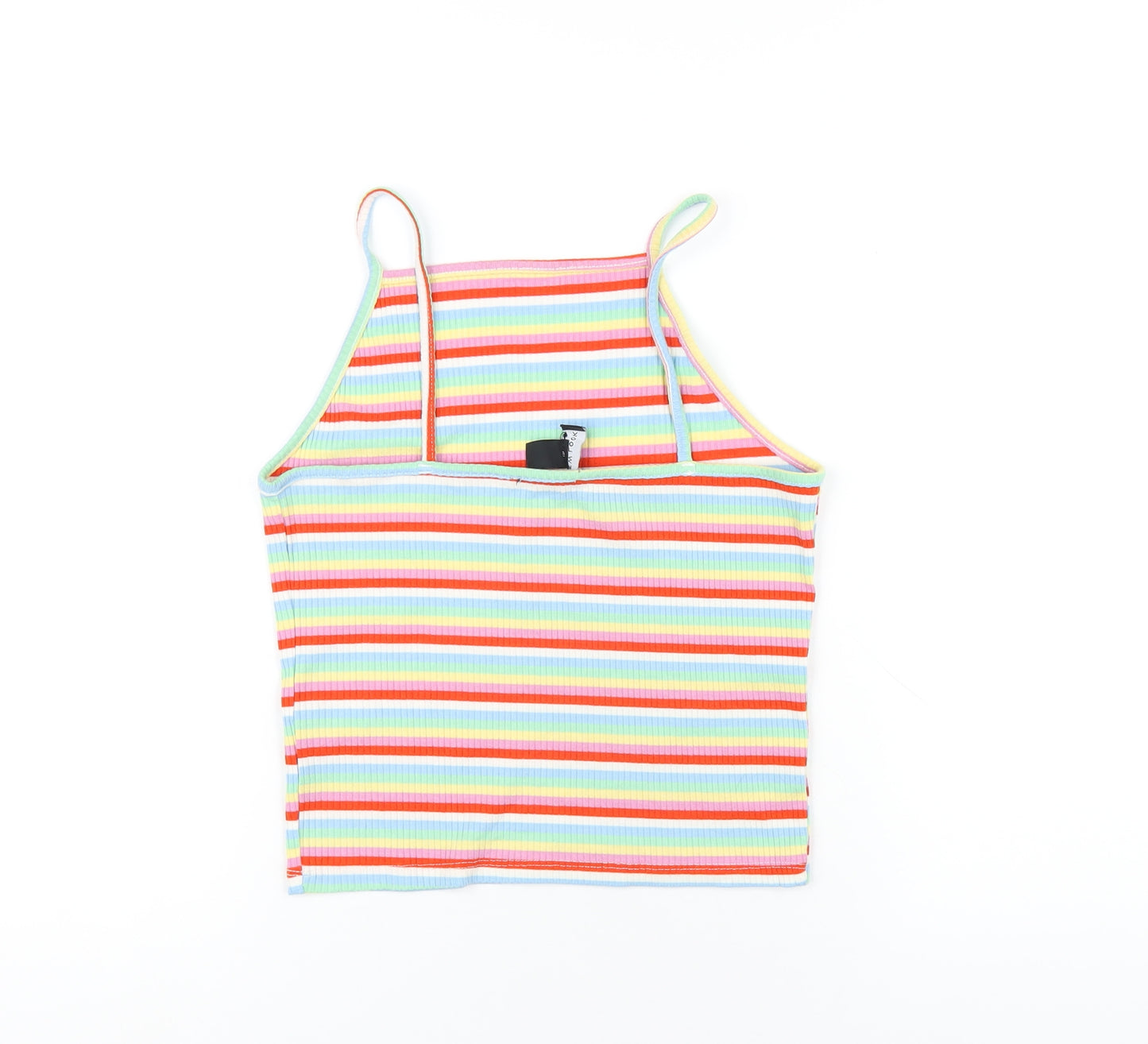 New Look Womens Multicoloured Striped Polyester Camisole T-Shirt Size 12 Square Neck