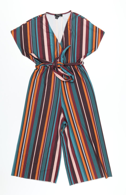 New Look Womens Multicoloured Striped Polyester Jumpsuit One-Piece Size 6 L20 in Pullover